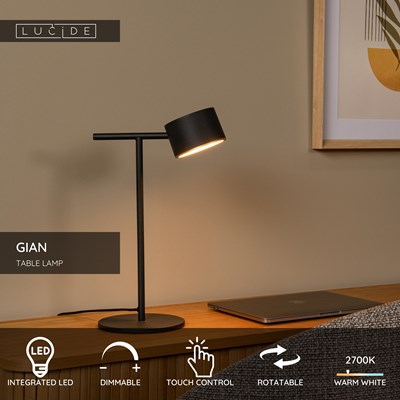 Lucide GIAN - Table lamp - LED Dim. - 1x9W 2700K - Black